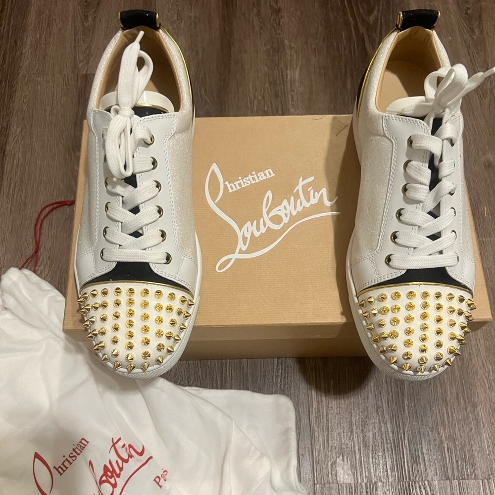 Christian Louboutin men’s gold spikes shoes